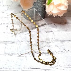 Premier Designs Gold Necklace with Hammered Small Circles